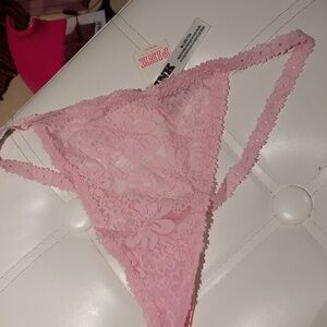 NWT AUTHENTIC VICTORIA SECRET "PINK" LACE pink WEDDING THONG PANTIES SIZE M 🌼